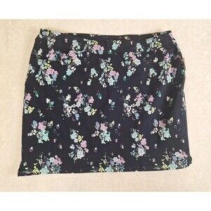 CJ Banks Womens 22W Skort Navy Blue FLORAL Cotton Blend NWT Pockets Stretch